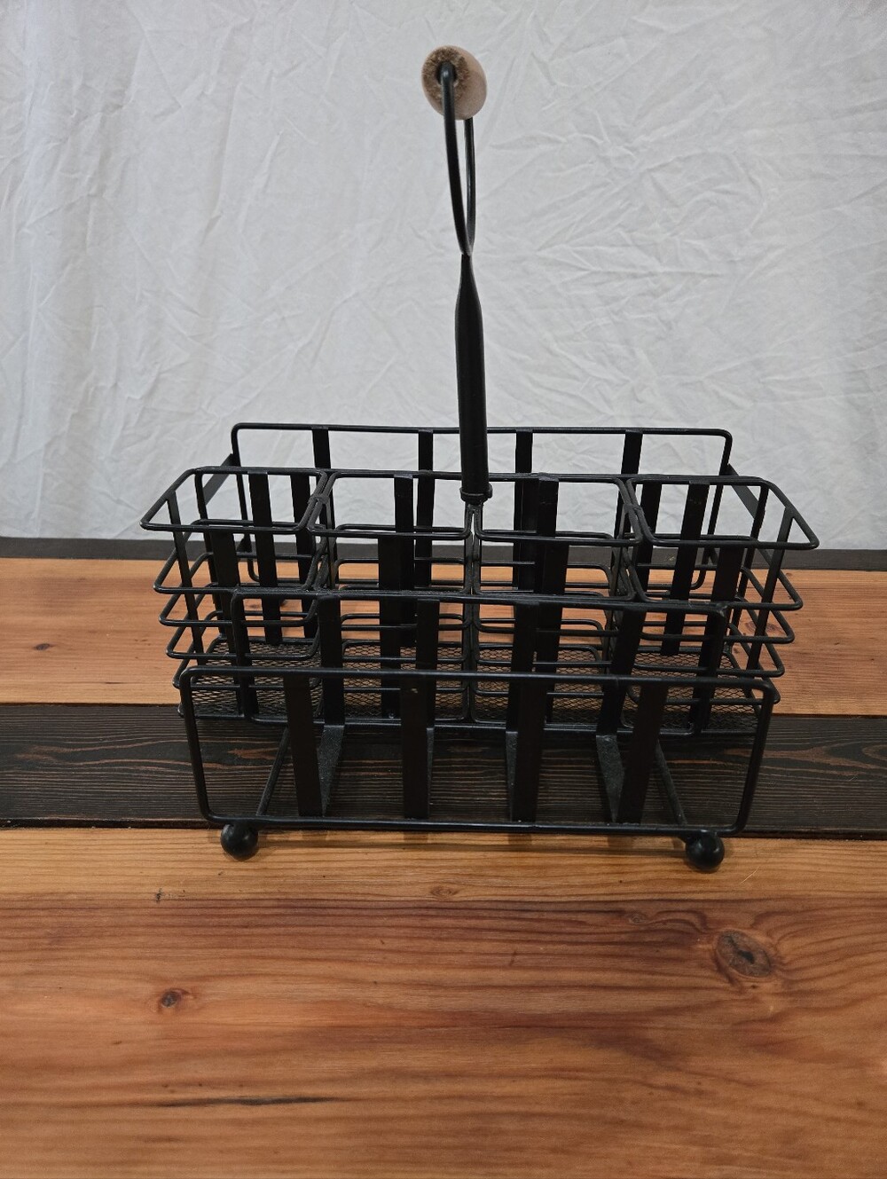 Black Metal Bottle Caddy with Handle - Home Dining